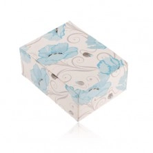 Papirnata škatlica za prstan in uhane ali verižico, modri makovi cvetovi