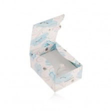 Papirnata škatlica za prstan in uhane ali verižico, modri makovi cvetovi