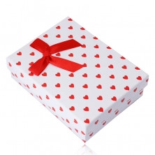 Darilna škatla za verižico ali komplet - rdeča srca, belo ozadje