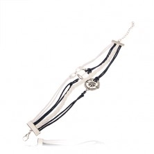 Pletena zapestnica, temno modri in beli vrvici, simbol neskončnosti, sidro, kompas