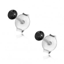 Uhani iz srebra 925, okrogel črn kristal swarovski, 3 mm