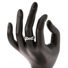 Zaročni prstan iz srebra 925, razdvojena lesketava kraka, prozoren cirkon