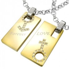 Jeklen obesek Forever Love - simbol za moškega in žensko