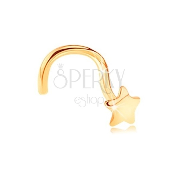 Zavit piercing iz zlata 585 za nos - sijoča peterokraka zvezda
