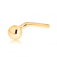 Piercing za nos iz rumenega 14K zlata - drobna bleščeča kroglica, 2 mm