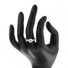 Zaročni prstan iz srebra 925, lesketajoč prozoren cvet, okrašena kraka