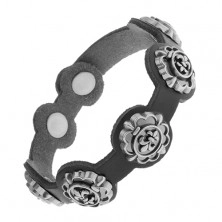 Zapestnica iz umetnega usnja, patinast simbol kraljevske lilije 