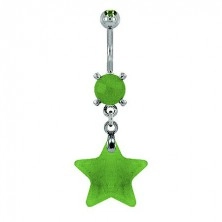 Uhan za popek v obliki zvezde - svetlo zelen naravni kamen