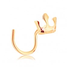 Piercing za nos iz zlata 585 - majhna sijoča krona