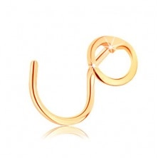 Piercing za nos iz zlata 585, ukrivljen - majhen krog z izrezanim srcem