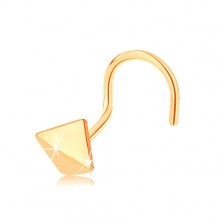 Piercing za nos iz zlata 585, ukrivljen - sijoč ukrivljen kvadrat