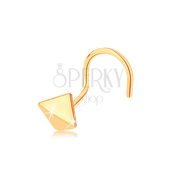Piercing za nos iz zlata 585, ukrivljen - sijoč ukrivljen kvadrat