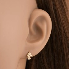 Piercing za uho iz rumenega 14k zlata - samorog, linija prozornih cirkonov