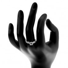 Zaročni prstan, srebro 925, velik okrogel cirkon, sijoča kraka