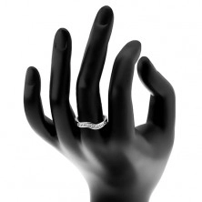 Sijoč prstan iz srebra 925, valovita linija, kvadratni prozorni cirkoni