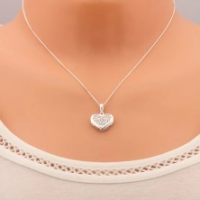Ogrlica iz srebra 925, obesek in verižica, simetrično srce s cirkoni