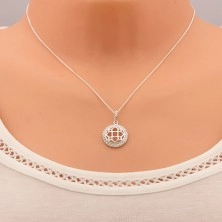 Ogrlica iz srebra 925, obesek in verižica, sijoč krog, izbočen okrasek