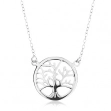 Ogrlica iz srebra 925, verižica in obesek - drevo življenja v krogu