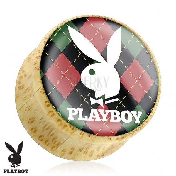 Vstavek za uho iz bambusa, Playboyjev zajček na karirasti osnovi