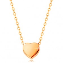 Ogrlica iz rumenega 14k zlata - verižica iz ovalnih členov, sijoče simetrično srce