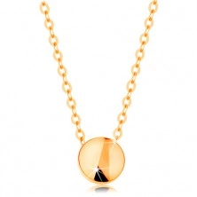 Ogrlica iz rumenega 14k zlata - sijoč krog, verižica iz ovalnih členov