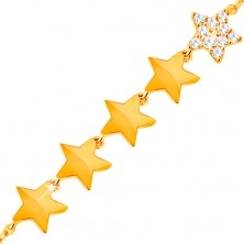 Zapestnica iz 14K zlata - vrsta petih zvezd, verižica iz ovalnih členov, 180 mm