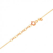 Ogrlica iz rumenega zlata 585 - večja in manjša deteljica s štirimi listi, sijoča verižica