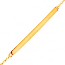 Zapestnica iz rumenega 14K zlata - sijoč ozek trak, verižica iz ovalnih členov, 185 mm