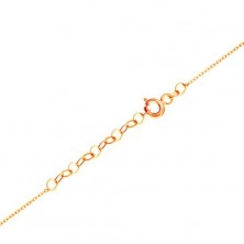 Ogrlica iz 14K zlata - sijoča tanka verižica, obesek - štirilistna deteljica za srečo
