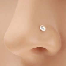 Piercing za nos iz 14-k zlata – bleščeč prozoren cirkon v sijoči objemki, 2 mm