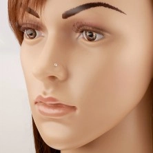 Piercing za nos iz 14-k zlata, raven – bleščeč prozoren cirkon, 2 mm