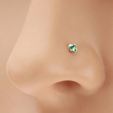 Piercing za nos iz 14-k zlata, raven – bleščeč cirkon v barvi akvamarina, 1,5 mm