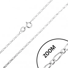 Sijoča verižica iz srebra 925, dolgi in kratki ovalni členi, širina 1,3 mm, dolžina 460 mm