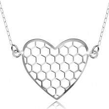 Ogrlica iz srebra 925, obesek z verižico, šesterokotnik v srcu