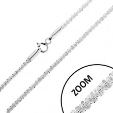 Sijoča verižica iz srebra 925 – členi gosto povezani v spiralo, širina 2 mm, dolžina 460 mm 