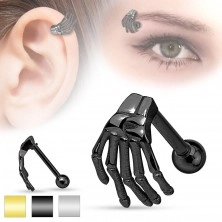Jeklen piercing za uho ali obrv, okostnjakova roka, različne barve