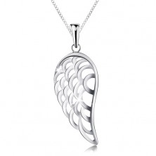 Ogrlica z obeskom iz srebra 925, veliko angelsko krilo, tanka verižica