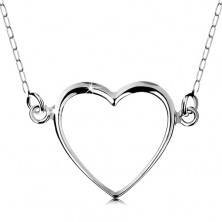 Ogrlica iz srebra 925, verižica in obesek – tanek obris srca