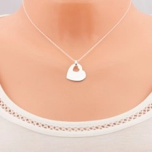 Ogrlica iz srebra 925, sijoče srce z majhnim izrezom v obliki srca, verižica