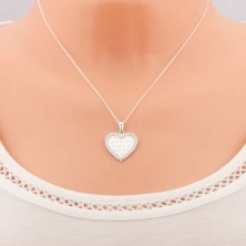 Ogrlica iz srebra 925, srce s svetlečimi loki in prozorno obrobo