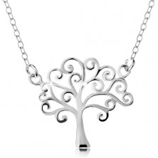 Ogrlica iz srebra 925, tanka verižica in obesek – sijoče drevo življenja