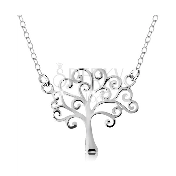 Ogrlica iz srebra 925, tanka verižica in obesek – sijoče drevo življenja