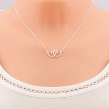 Ogrlica iz srebra 925, tanka sijoča verižica in medsebojno povezana obrisa srca