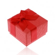 Rdeča darilna škatlica za prstan, obesek ali uhane, sijoča pentlja