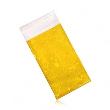 Celofanska vrečka zlate barve - večja, zvezdast vzorec, mavričast lesk