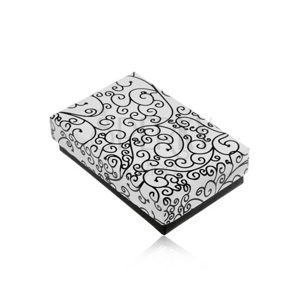 Škatlica za komplet ali ogrlico v črno-beli barvi, okraski