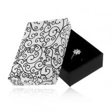 Škatlica za komplet ali ogrlico v črno-beli barvi, okraski