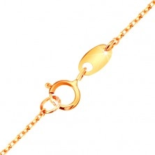 Zlata ogrlica iz 14-k zlata – križ z ukrivljenima krakoma na verižici iz ovalnih členov