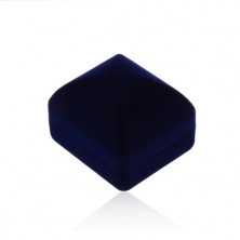 Žametna škatlica za prstan ali uhane, temno modra, izbočena