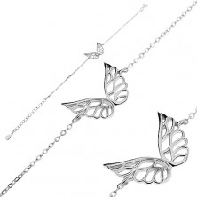Zapestnica iz srebra 925 – izrezana angelska krila, verižica iz ovalnih členov